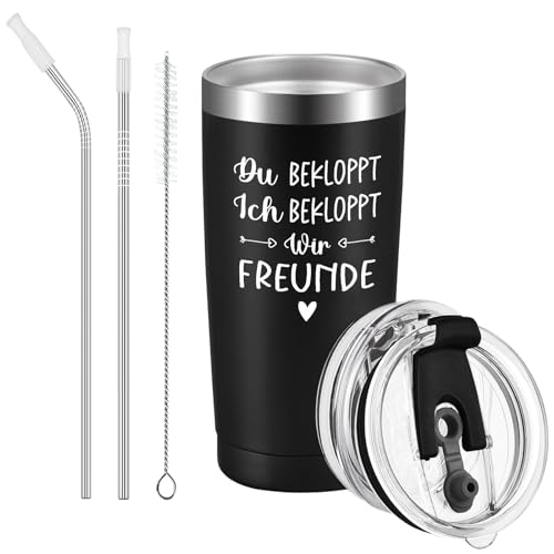 Livole Männer Geschenke Lustig, Geschenkideen für Männer, Freund Weihnachten, Beste Freunde Geschenk Ideen - Du Bekloppt, Ich Bekloppt, Wir Freunde - 20oz 600ml Edelstahl Kaffeebecher to go Thermo von Livole