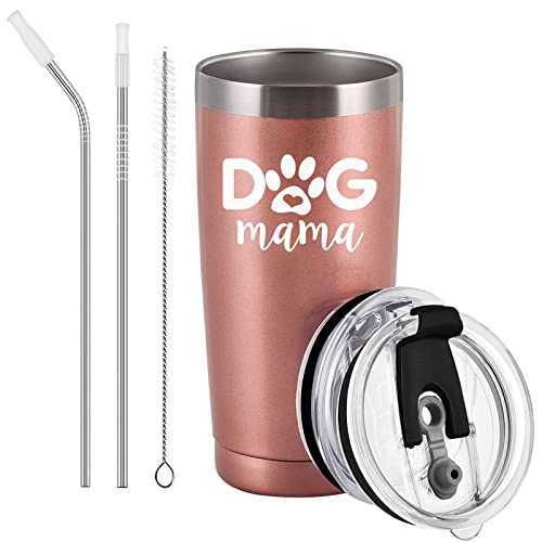 Livole Mama Geschenk Weihnachten, Lustige Geschenke für Mama, Fruaen, Sie, Mutter Geschenk, Hundeliebhaber, Hundemama Tasse - Hund Mama - 20oz Kaffeecher aus Edelstahl, 600ml Camping Becher von Livole