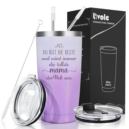 Livole Mama Geschenk zum Muttertag, Mutter Tochter Geschenk, Muttertagsgeschenke für Frauen - Du bist die Beste und wirst immer die tollste Mama der Welt sein - Coffee to go Becher, 600ml Weinbecher Livole Mama Geschenk zum Muttertag, Mutter Tochter Geschenk, Muttertagsgeschenke für Frauen - Du bist die Beste und wirst immer die tollste Mama der Welt sein - Coffee to go Becher, 600ml Weinbecher von Livole