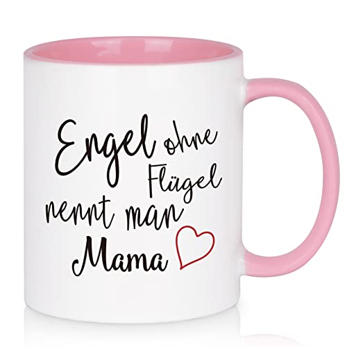 Livole Muttertagsgeschenke für Mama, Mutter, Frauen, Mama Geschenk Weihnachten von Tochter, Sohn - Engel ohne Flügel nennt man Mama - Mutter Tochter Geschenk Muttertag, 11oz 325ml Keramik Kaffeetasse von Livole