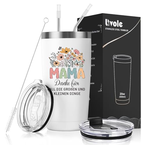 Livole Mutter Tochter Geschenk, Geschenke für Mama muttertag - Danke für all die Großen und Kleinen Dinge - Tasse Mama Thermobecher, Dankeschön Geschenke Mutter, 600ml Edelstahl Kaffeebecher to go Livole Mutter Tochter Geschenk, Geschenke für Mama muttertag - Danke für all die Großen und Kleinen Dinge - Tasse Mama Thermobecher, Dankeschön Geschenke Mutter, 600ml Edelstahl Kaffeebecher to go von Livole
