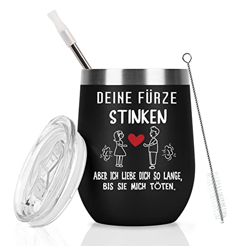 Livole Valentinstag Geschenke für Ihn, Freund, Männer, Partner Geschenke für Ihn, Paare - Deine Fürze Stinken Aber Ich Liebe Dich so Lange Bis Sie Mich Toten - 12oz Kaffeebecher to go Thermo, Schwarz von Livole