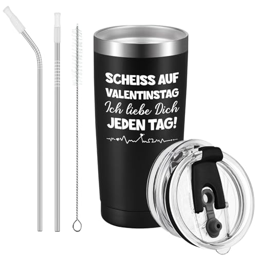 Livole Valentinstag Geschenke für Ihn, Männer, Valentinstag mann, Valentinsgeschenk für Ihn - Scheiss auf Valentinstag. Ich liebe dich jeden Tag - 20oz 600ml Doppelwandig Isolierter Camping Becher von Livole