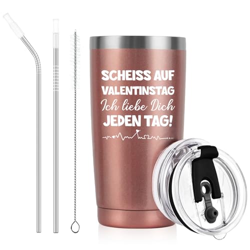 Livole Valentinstag Geschenke für Sie, Frau, Lustige Tasse Valentinstag, Ich Liebe Dich Geschenke für Frauen - Scheiss auf Valentinstag. Ich liebe dich jeden Tag - 600ml 20oz Kaffeebecher to go von Livole