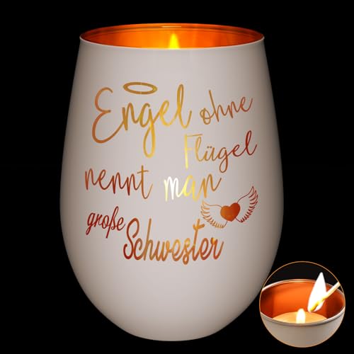 Livole Windlicht mit Gravur Geschenke für Schwester, Teelichthalter Geburtstagsgeschenk Freundschaftsgeschenke für Schwester Beste Freundin, Graviertes Windlicht aus Glas mit Spruch für BFF Livole Windlicht mit Gravur Geschenke für Schwester, Teelichthalter Geburtstagsgeschenk Freundschaftsgeschenke für Schwester Beste Freundin, Graviertes Windlicht aus Glas mit Spruch für BFF von Livole
