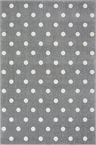 Livone Kinderzimmer Baby Kinderteppich Punkte Kreise in Silber grau Weiss Größe 120 x 170 cm von Livone
