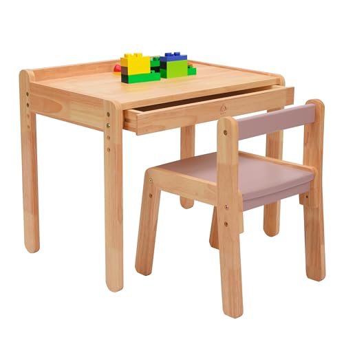 Livonir Kids Tisch Stuhl Set - Natürlicher Holzschreibtisch, Kinderschreibtisch und Stuhl Set für Zuhause und Schule, Kinderzimmermöbel - Rosa & Natürliches Braun, drehstuhl Kinder von Livonir