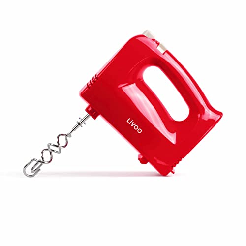 Handmixer mit 5 Stufen - Handrührgerät 200 Watt - Rührgeräte Rot für Küche - Roter Handrührer Set mit Knethaken und Rührbesen - Handquirl Elektrisch von Livoo feel good moments