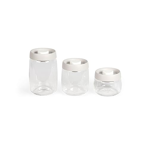 Livoo, MEN401 Einmachglas Set aus 3 Einmachgläsern aus Borosilikatglas, Deckel mit Vakuumierer, 400 ml, 800 ml und 1,2 Liter Livoo, MEN401 Einmachglas Set aus 3 Einmachgläsern aus Borosilikatglas, Deckel mit Vakuumierer, 400 ml, 800 ml und 1,2 Liter von Livoo feel good moments