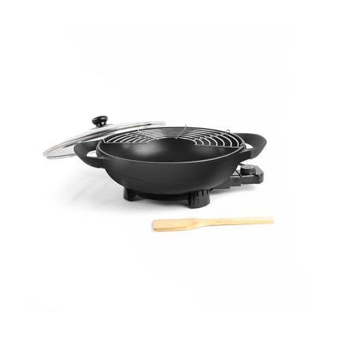 Livoo Elektrischer Wok DOC128A – Fassungsvermögen 4 l, 6 Personen, 1500 W, Ø 33 cm, verstellbare Thermostate, Bambuswender inklusive, Edelstahlrost von Livoo feel good moments