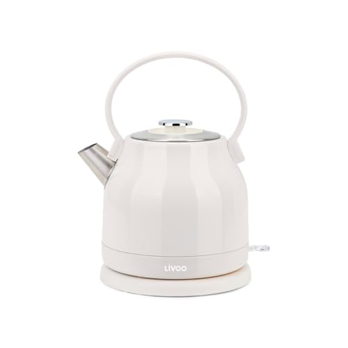 Livoo Retro-Wasserkocher, 1,5 l, DOD202C, 1850-2200 W, Edelstahl, 360° drehbar, verdecktes Heizelement von Livoo feel good moments