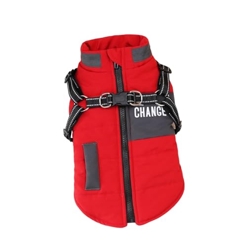 Hundejacke Winterweste Winddicht Wasserdicht Hundemantel Kaltwetter Verdicken Warme Mäntel, Outdoor Hunde Wintermantel Hundeweste， Skianzug für Mittelgroße und Große Hunde（Rot-S） von Livoravoli