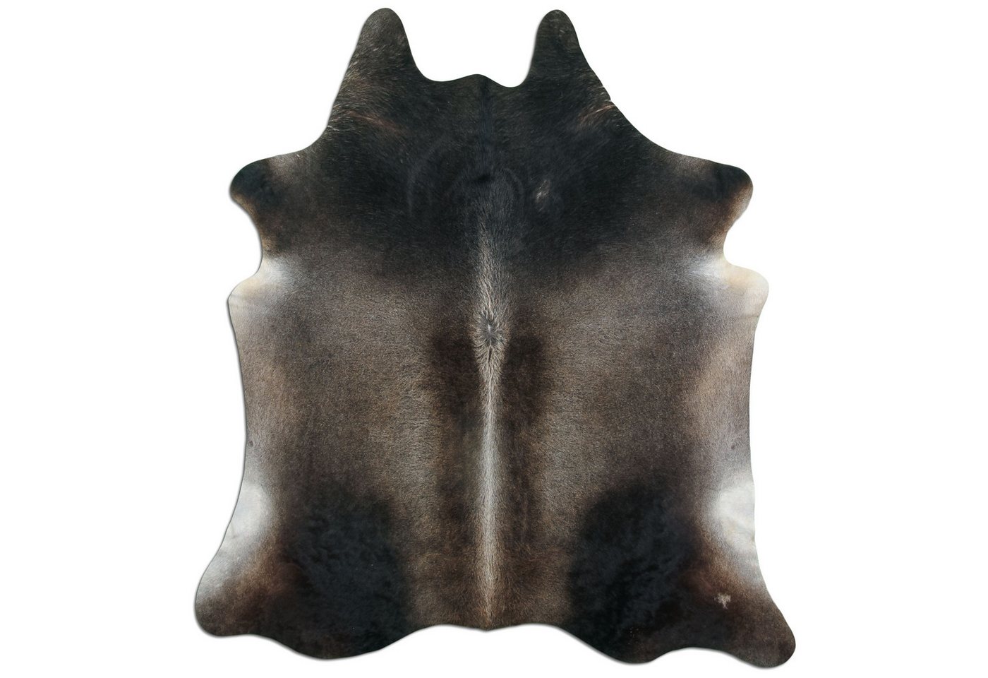 Livorio Fellteppich L210 x B180 cm - schwarz braun grau, Kuhfell, Premium Kuhfell Teppich, Rinderfell, Echtfell, grey von Livorio