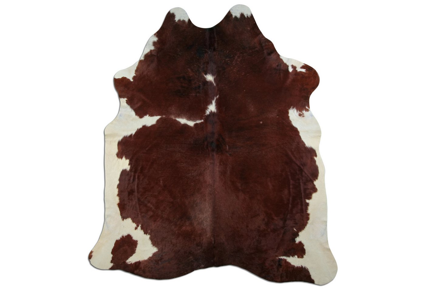 Livorio Fellteppich L220 x B190 cm - rotbraun weiß, Kuhfell, Premium Kuhfell Teppich, Rinderfell, Echtfell, hereford von Livorio