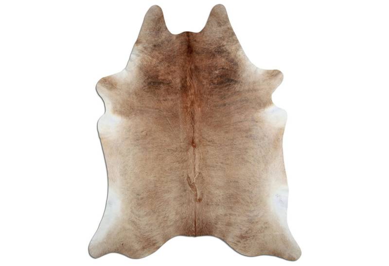 Livorio Fellteppich L240 x B200 cm - beige braun weiß, Kuhfell, Premium Kuhfell Teppich, Rinderfell, Echtfell, beige brindle von Livorio