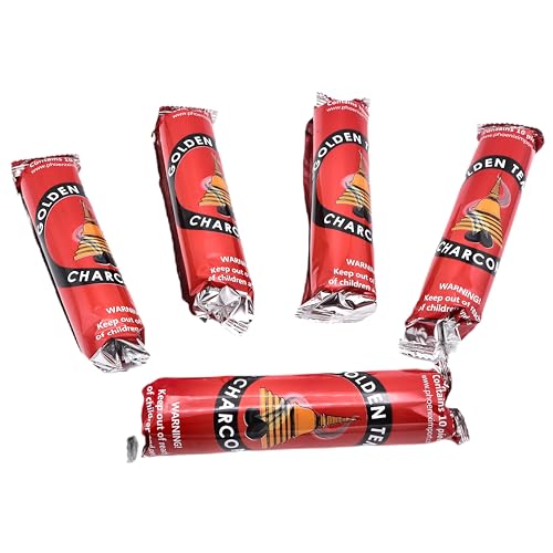 LivuX 50 Tabs Weihrauchkohle 33mm – Schnellzündende Räucherkohle, 5 Rollen mit je 10 Kohletabletten, ideal zum Verbrennen von Räucherwerk, Harzen und Kräutern 1202 von LivuX