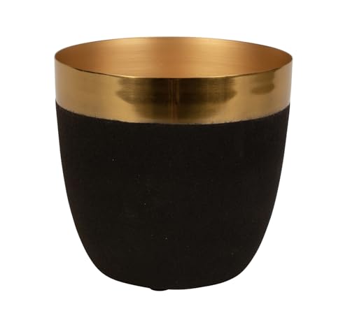 LivuX Dekorativer Metall-Pflanztopf in Schwarz/Gold – Ø14,5 cm, Höhe 14 cm – Moderner Blumentopf aus Metall für Indoor & Outdoor 1332 von LivuX