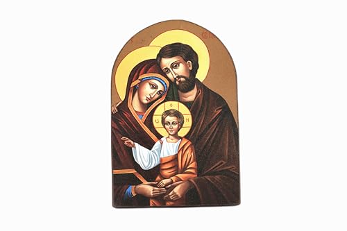 LivuX Ikone Heilige Familie – Jesuskind, Maria & Josef – Orthodoxe Hausikone auf Holz 10 x 15 cm – Religiöser Wandschmuck – Christliches Andachtsbild – Spirituelle Dekoration 1238 von LivuX