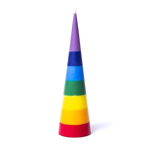 LivuX Kegelkerze Regenbogen ohne Duft – Unparfümierte, handgefertigte Kerze aus nachhaltigem Palmkernwachs – 21x5,5 cm – 245 g – Brenndauer 19–22 Std. – farbenfroh & umweltfreundlich 1381 von LivuX