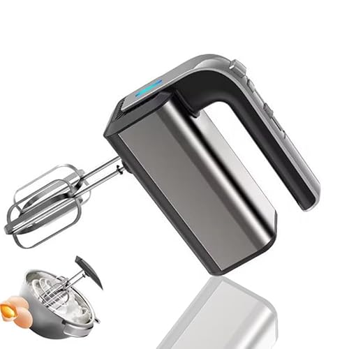 Elektrischer Handmixer, 800 W, Handmischer aus Edelstahl, Handmischer, 5 Geschwindigkeiten mit Ausgangsknopf, Handmischer mit 2 Knethaken und 2 Handrührern von Liwankaqi