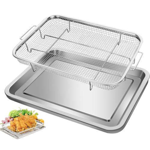 Liwankaqi Backblech mit Abkühlgitter(39.2x29.3x5.5cm),Edelstahl Backblech mit Abkühlgitter für Antihaft- Backblech Ungiftig& Leicht zu Reinigen,Backbleche für Backen Von Keksen Grillen Und Kühlen von Liwankaqi