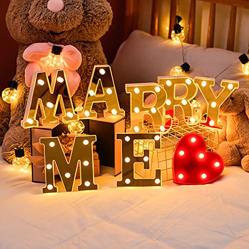 led Buchstaben Marry Me,Heiratsantrag Deko mit Batteriebetrieben, Dekorative Led Leuchtbuchstaben für Hochzeit Heiratsantrag Verlobung Geburtstag Party Deko(Liebe ausschließen) von Liwankaqi