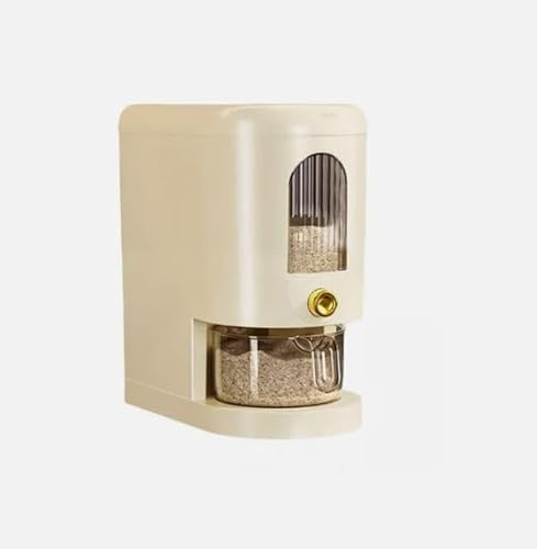 Liwankaqi Reisbehälter 11 Lbs Kapazität, Frischhaltedosen mit Messbecher Built- in Fresh Box, Reisspender für Reis Sojabohnen Müsli Mais 6. 9x12x11 (Creme- Weiß) von Liwankaqi