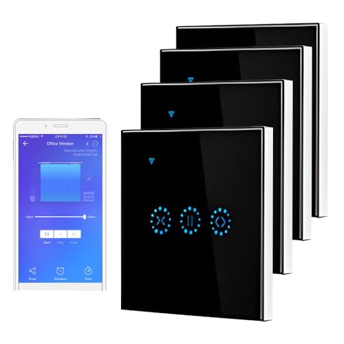 Rolladenschalter 4pcs Rolladensteuerung Wlan Rolladen Zeitschaltuhr Smart Life Smart Curtain Switch APP Remote & Voice Control, kompatibel mit Alexa Echo und Google Assistant schwarz Rolladenschalter 4pcs Rolladensteuerung Wlan Rolladen Zeitschaltuhr Smart Life Smart Curtain Switch APP Remote & Voice Control, kompatibel mit Alexa Echo und Google Assistant schwarz von Liwankaqi