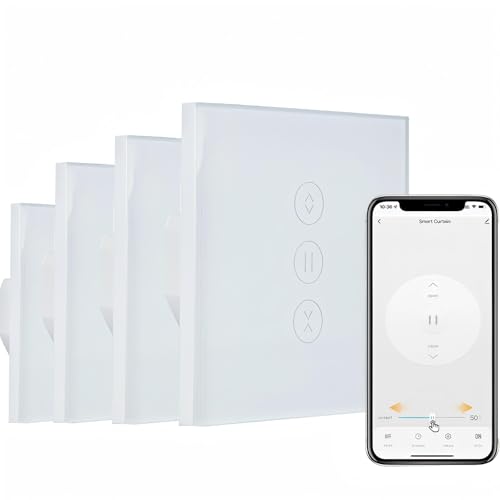 Rolladenschalter 4pcs Rolladensteuerung Wlan Rolladen Zeitschaltuhr Smart Life Smart Curtain Switch APP Remote & Voice Control, kompatibel mit Alexa Echo und Google Assistant von Liwankaqi