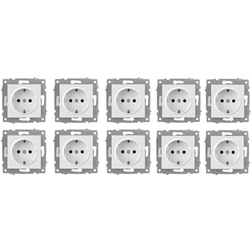 Steckdose Unterputz,10 Stück Schuko-Steckdose Verwendung von Zinn-Phosphor-Bronze, Höhere Sicherheit,Steckdose Weiß Verwendung von Hochtemperaturbeständigen Materialien Steckdose Unterputz,10 Stück Schuko-Steckdose Verwendung von Zinn-Phosphor-Bronze, Höhere Sicherheit,Steckdose Weiß Verwendung von Hochtemperaturbeständigen Materialien von Liwankaqi