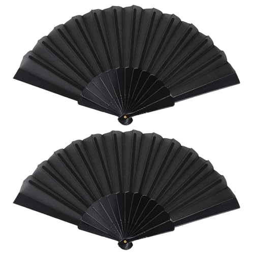 Fächer Schwarz Handfächer,Liwein Handheld Faltventilator Fächer,Schwarze Faltfächer für Tanz Party Hochzeit Geschenke DIY Dekoration Haus Dekorationen Fächer Schwarz Handfächer (Schwarz*2) von Liwein