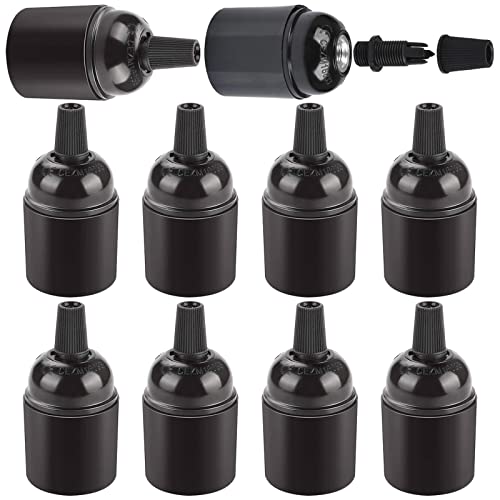 Liwein 10 Stück E27 Lampenfassung Retro,Schwarz Vintage Solid Lampenfassung E27 Schraube Glühbirne Adapter mit Metallklemme für DIY-Hängeleuchte Tischlampe von Liwein