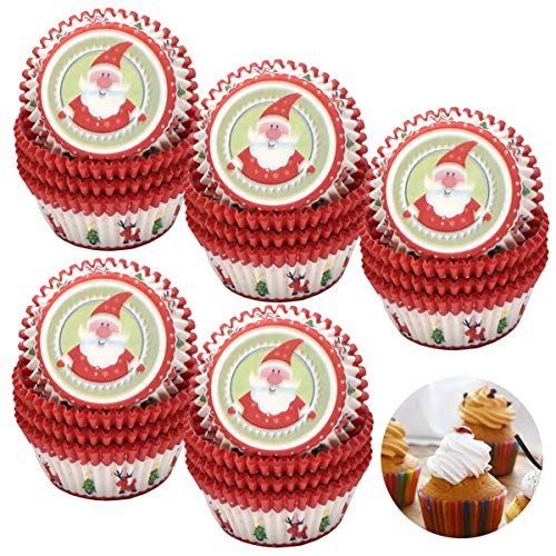 Liwein Muffin Förmchen Papier, 500 Stück Muffin Backförmchen Papierbackförmchen Mini Muffinförmchen Cupcake Formen für Hochzeit Geburtstag Dessert Weihnachten Party Deko (Weihnachtsmann) von Liwein