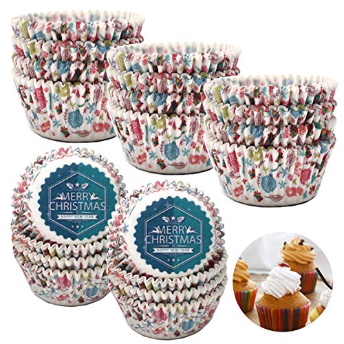 Muffin Förmchen Papier,Liwein 500 Stück Muffin Backförmchen Papierbackförmchen Mini Muffinförmchen Cupcake Formen für Hochzeit Geburtstag Dessert Weihnachten Party Deko (Weihnachten) von Liwein