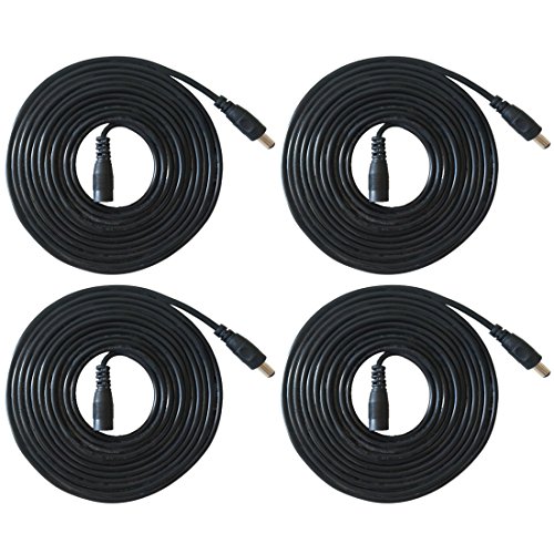 Liwinting 4pcs 1m/3.28Feet DC Verlängerungskabel 5.5 mm x 2.1 mm DC Anschlusskabel DC Verbinderkabel DC Verteiler Männlich zu Weiblich Verbinder für Netzteil, LED, CCTV-Kamera Power - Schwarz von Liwinting