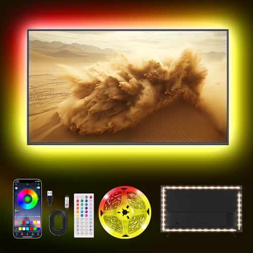 Led TV Hintergrundbeleuchtung 1M, Smart Led App Fernbedienung Led backlight, Bluetooth Lichtband Selbstklebend Sync mit Musik für 32-50 Zoll TV von Liwqolx