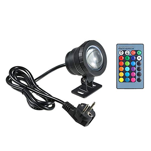 Lixada 10W RGB LED Unterwasserlicht mit Fernbedienung 16 Farben 4 Lichteffekte IP65 Wasserdicht Design für Pool Aquarium Brunnen Halloween Weihnachten Festival Hochzeitsfunktion,Schwarz von Lixada