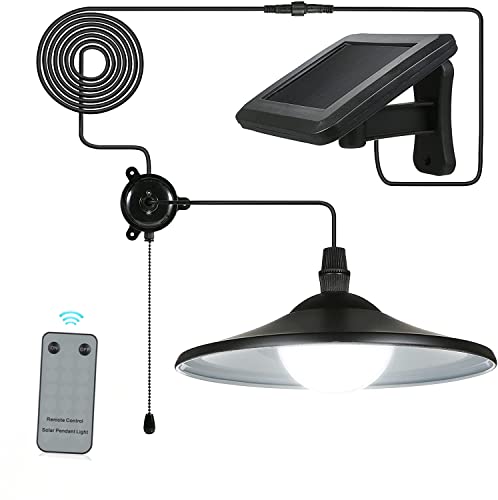 Lixada 3W Solar Hängende Lampe/Solarleuchten mit Fernsteuerungs, Schuppen Licht Hängende Lampe 4 LEDs 50LM（HF-Fernbedienung & Pull-Cord-Schalter） von Lixada