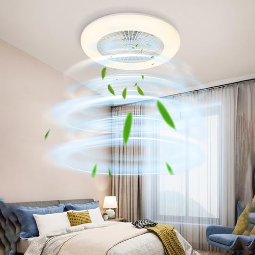 Lixada Deckenventilator mit Beleuchtung LED-Licht Einstellbare Windgeschwindigkeit mit Fernbedienung Ohne Batterie 36W Moderne LED-Deckenleuchte für Schlafzimmer Wohnzimmer Esszimmer, Weiß von Lixada