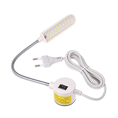 Lixada LED Nähmaschine Lampe 30-LED-Licht Arbeiten Beleuchtung Schwanenhalslampe mit Magnetfuß für alle Nähmaschine Leuchte,Weiß von Lixada