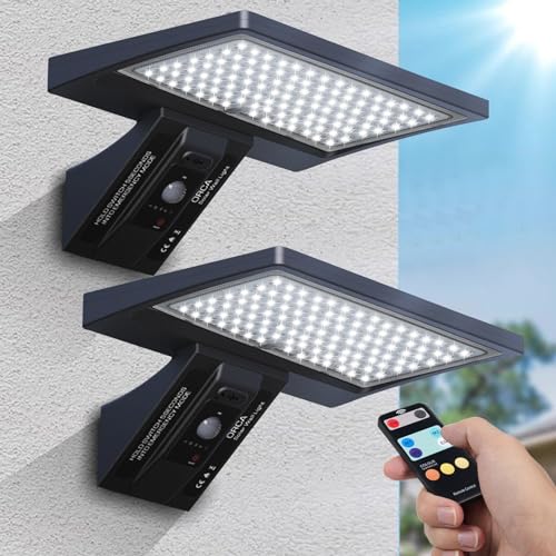 Lixada Solarlampen für Außen 2 Stücke, Solar Lampe Outdoor 4 Modes IP67 Wasserdichte Solarlampe, Solar Strahler mit Bewegungsmelder Aussen Solar für Garten, Garage, Haustür von Lixada