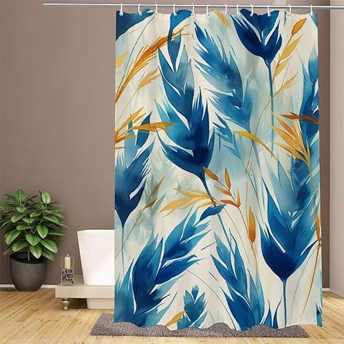 Blau Duschvorhang 180x180cm Duschvorhang Abstrakt Duschrollo, Polyester Stoff Badevorhänge - Wasserdicht, Schnelltrocknend, mit Beschwertem Saum & 12 Ringen - Modernes Design für Badezimmer W1-911 von Lixfagng