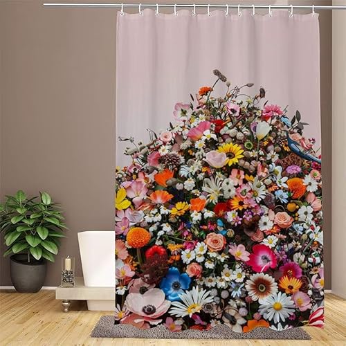 Bunt Duschvorhang 120x200cm Duschvorhang Anlage Duschrollo,Polyester Stoff Badevorhänge,Wasserdicht,Waschbar,Schnelltrocknend,mit Beschwertem Saum & 12 Ringen,Modernes Design für Badezimmer W1-909 von Lixfagng