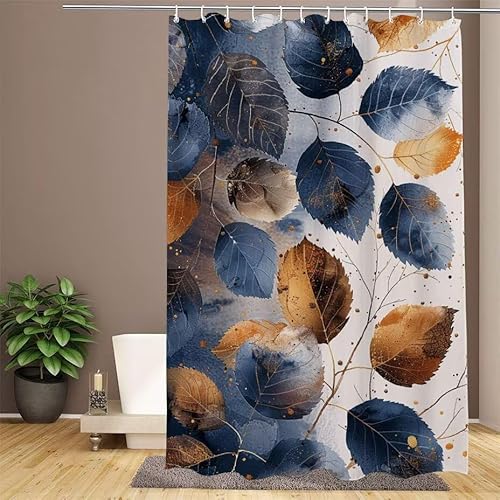 Duschvorhang Blau Shower Curtains Anlage Duschvorhang 180x200cm Extra Lang Duschrollo Wasserdicht Polyester Stoff Trocknet Schnell Waschbar mit 12 Haken Verstärkter Saum für Badewanne, Dusche W1-928 von Lixfagng