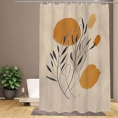 Duschvorhang Orange Shower Curtains Modern Duschvorhang 200x220cm Extra Lang Duschrollo Wasserdicht Polyester Stoff Trocknet Schnell Waschbar, mit 12 Haken Verstärkter Saum für Badezimmer W1-918 von Lixfagng