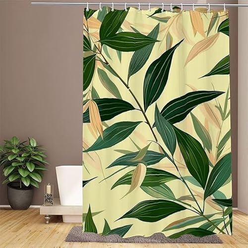 Grün Duschvorhang 180x200cm Duschvorhang Anlage Duschrollo,Polyester Stoff Badevorhänge,Wasserdicht,Waschbar,Schnelltrocknend,mit Beschwertem Saum & 12 Ringen,Modernes Design für Badezimmer W1-905 von Lixfagng