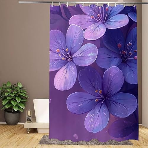 Lila Duschvorhang 150x180cm Duschvorhang Anlage Duschrollo,Polyester Stoff Badevorhänge,Wasserdicht,Waschbar,Schnelltrocknend,mit Beschwertem Saum & 12 Ringen,Modernes Design für Badezimmer W1-647 von Lixfagng
