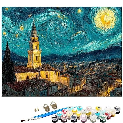 Malen Nach Zahlen Erwachsene Sternenhimmel Turm Malen Nach Zahlen DIY Paint by Numbers Kit für Anfänger und Erwachsene mit 3 Pinseln Acrylfarben für Deko Wohnzimmer Geschenk,Ohne Rahmen 100x150cm L8-1 von Lixfagng