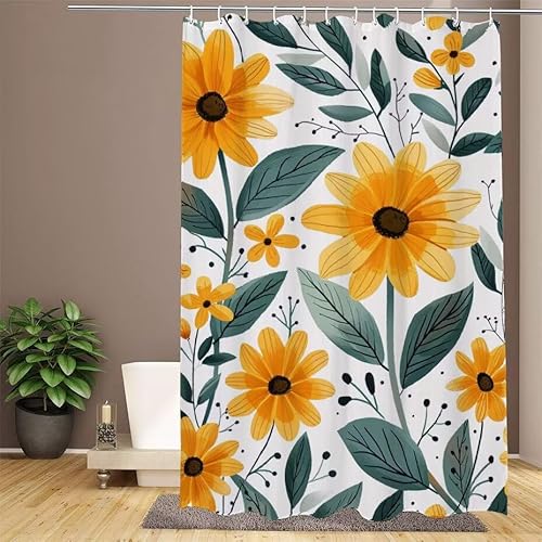 Orange Duschvorhang 180x200cm Duschvorhang Ländlich Duschrollo, Polyester Stoff Badevorhänge - Wasserdicht, Schnelltrocknend, mit Beschwertem Saum & 12 Ringen - Modernes Design für Badezimmer W1-639 von Lixfagng