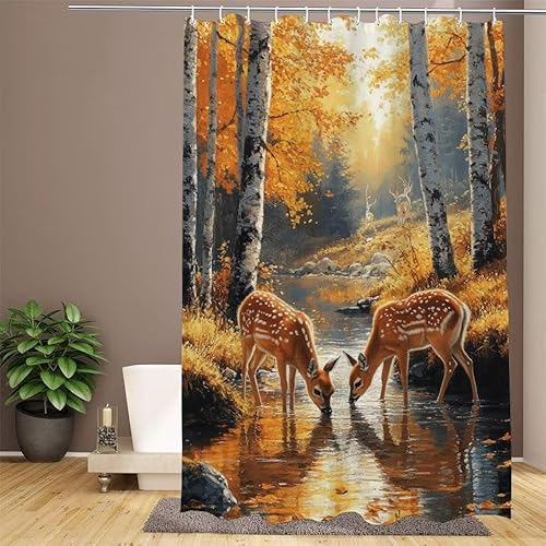 Orange Duschvorhang 200x200cm Duschvorhang REH Duschrollo,Polyester Stoff Badevorhänge - Wasserdicht,Waschbar,Schnelltrocknend,mit Beschwertem Saum & 12 Ringen - Modernes Design für Badezimmer W1-627 von Lixfagng